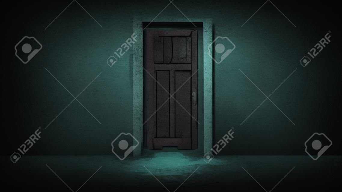 Concepto del horror, puerta misteriosa
