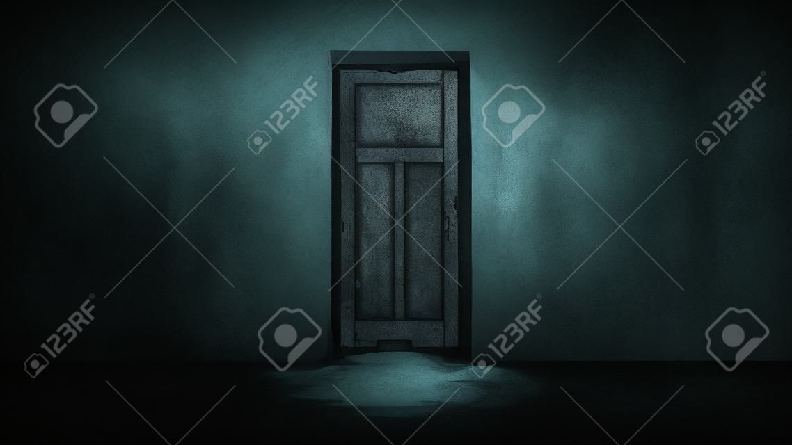 Horror concept, mysterious door
