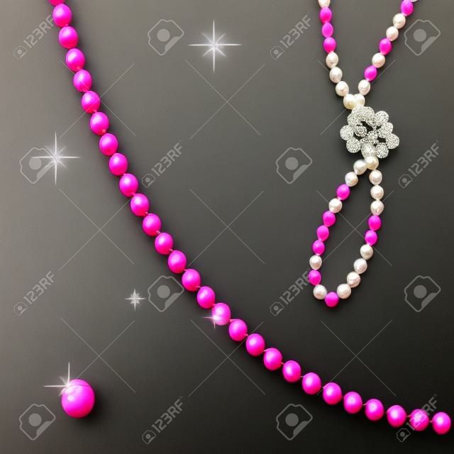 Perlen mit schönen großen rosa Perlen romantisch auf schwarz