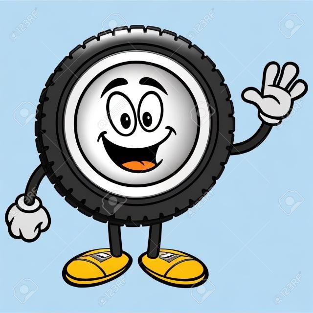 Tire Cartoon Waving