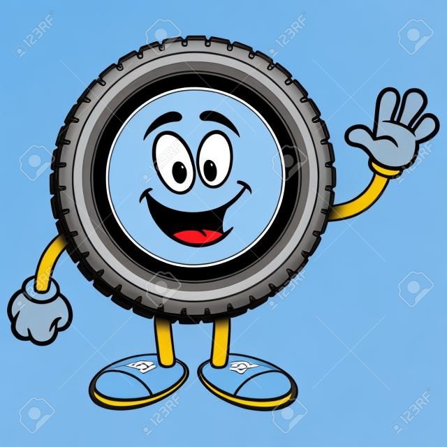 Tire Cartoon Waving