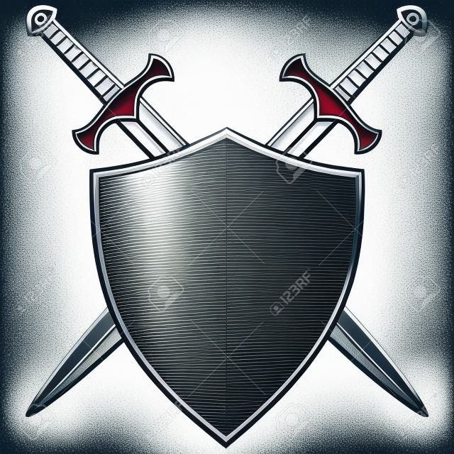 Crossed Swords and Shield Illustration.