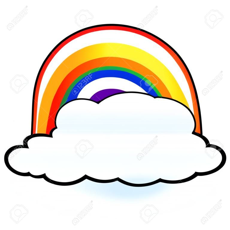 Rainbow with Cloud - A vector cartoon illustration of a rainbow with a cloud.