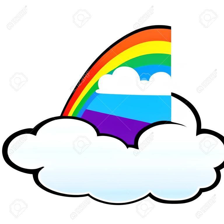 Rainbow with Cloud - A vector cartoon illustration of a rainbow with a cloud.