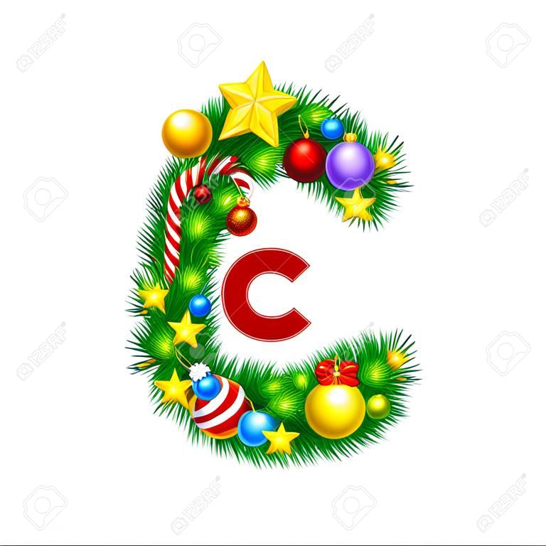 Lettre C - décoration du sapin de Noël - Alphabet