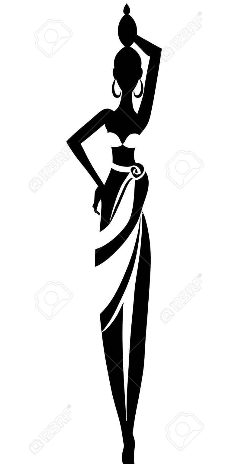 Black silhouette slim African girl illustration