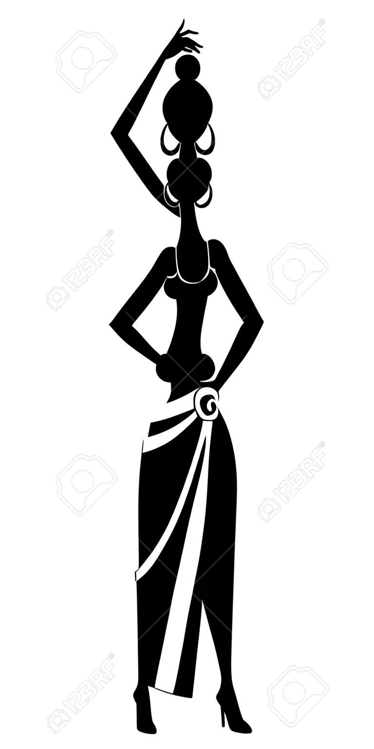 Black silhouette slim African girl illustration