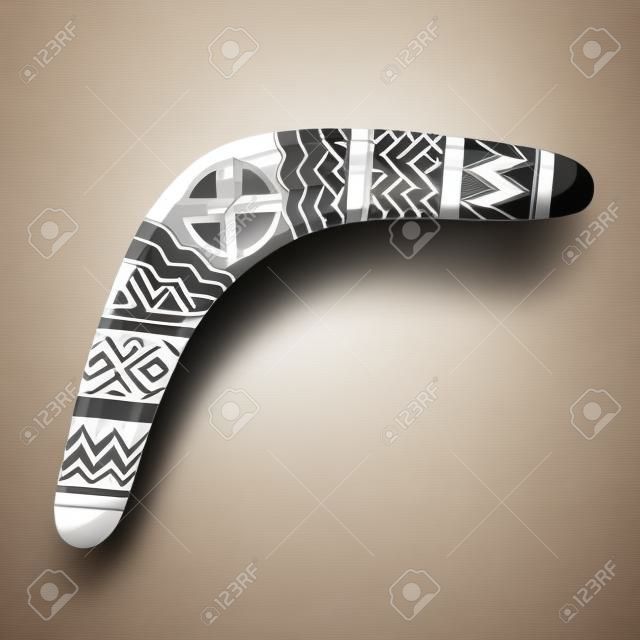 Boomerang geïsoleerd op witte achtergrond. Tribale stijl.
