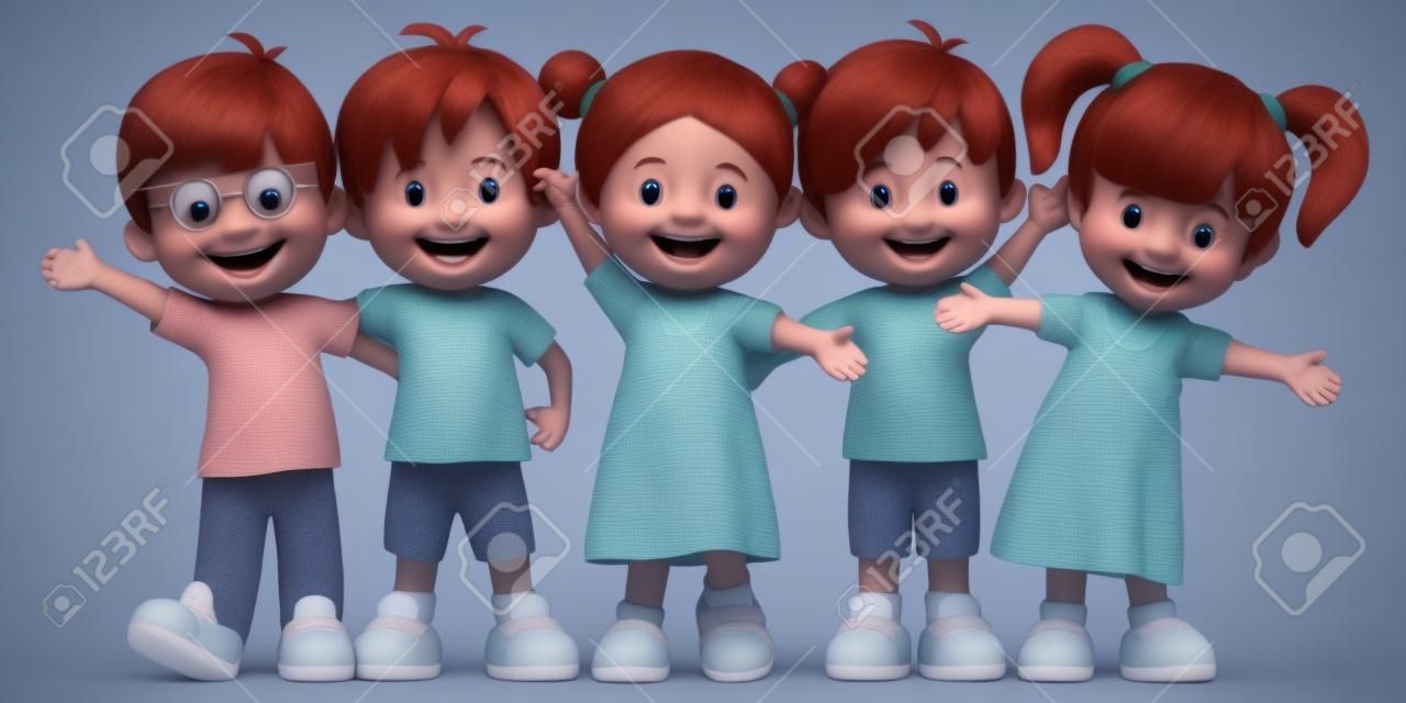 3D визуализации счастливые дети