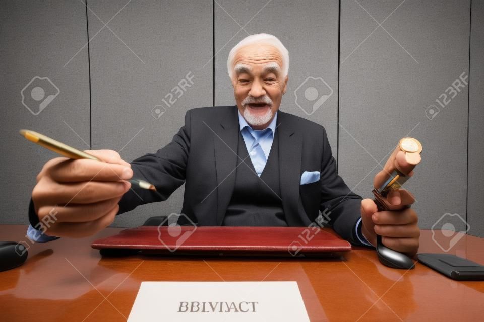 old man forcing to Sign
