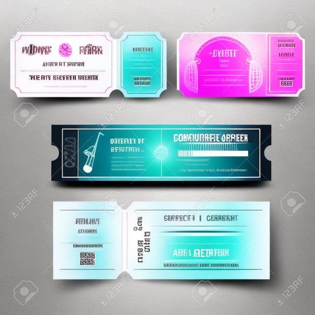Concert ticket template. Concert, party or festival ticket design template. Entrance to the event.