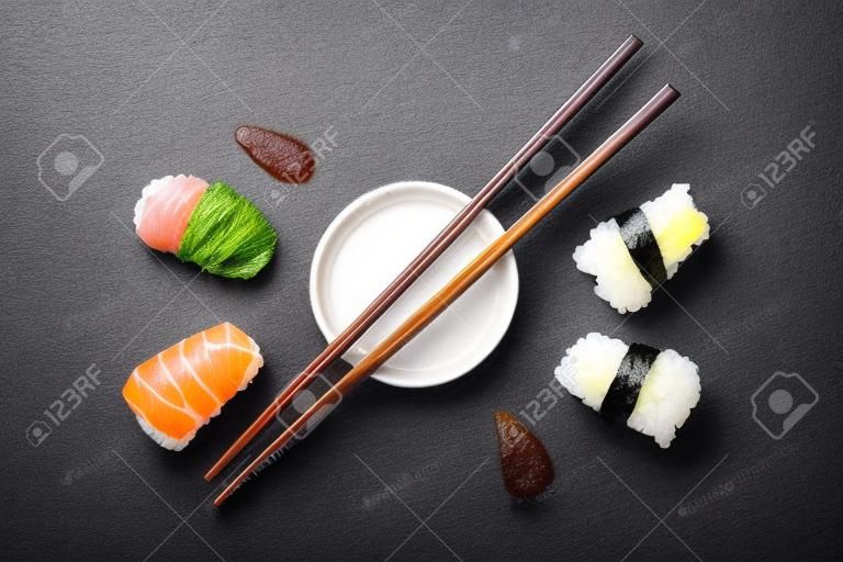 soya souce sushi rolls. High quality photo