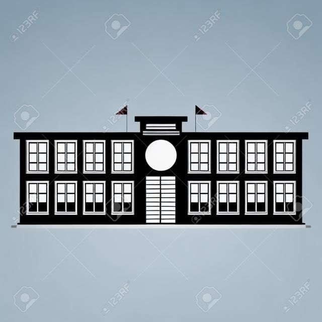 astratto edificio scolastico silhouette su uno sfondo bianco