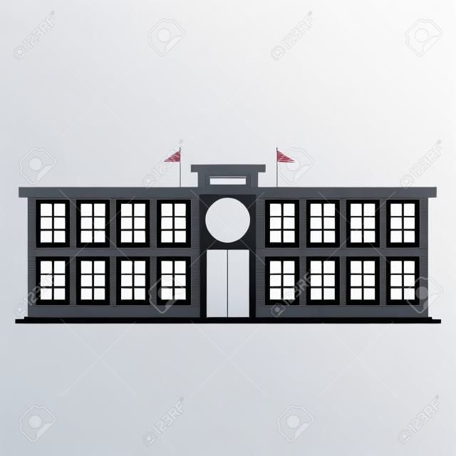 abstract school Building silhouette on a white background