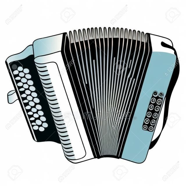 Geïsoleerde omtrek van een accordeon, Vector illustratie