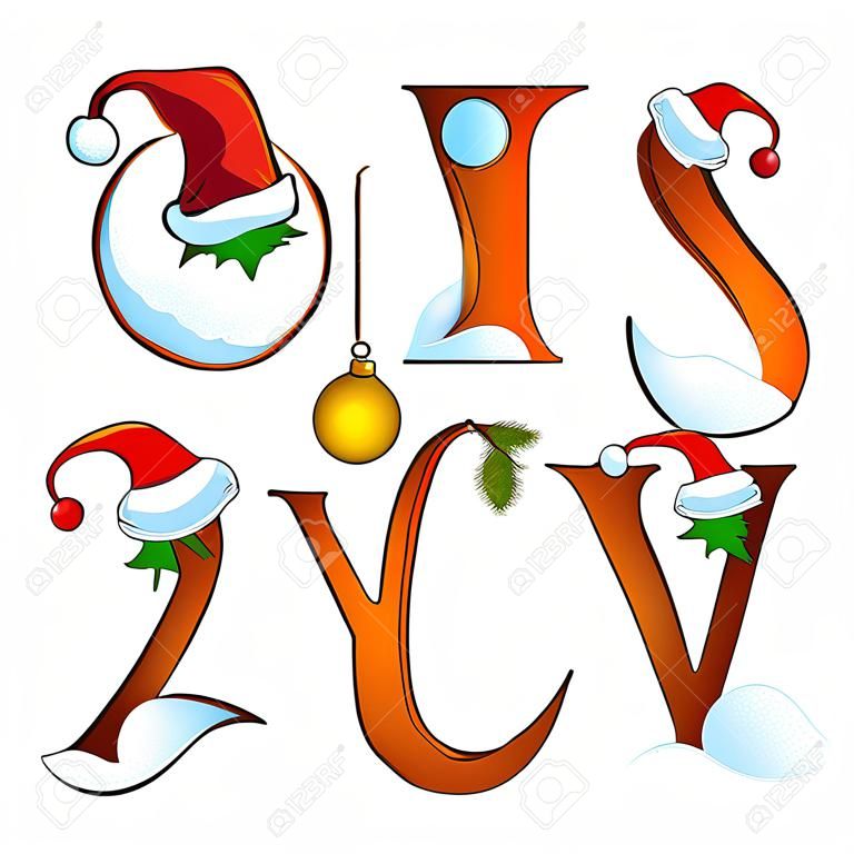 christmas alphabet set letters winter S -Y