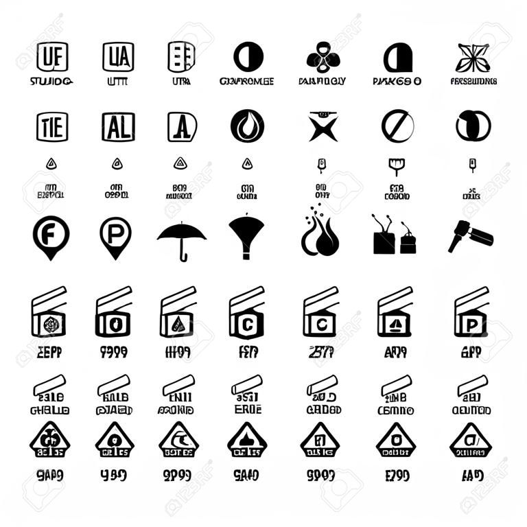 Verpakking symbolen set. Iconen op verpakking. Vector