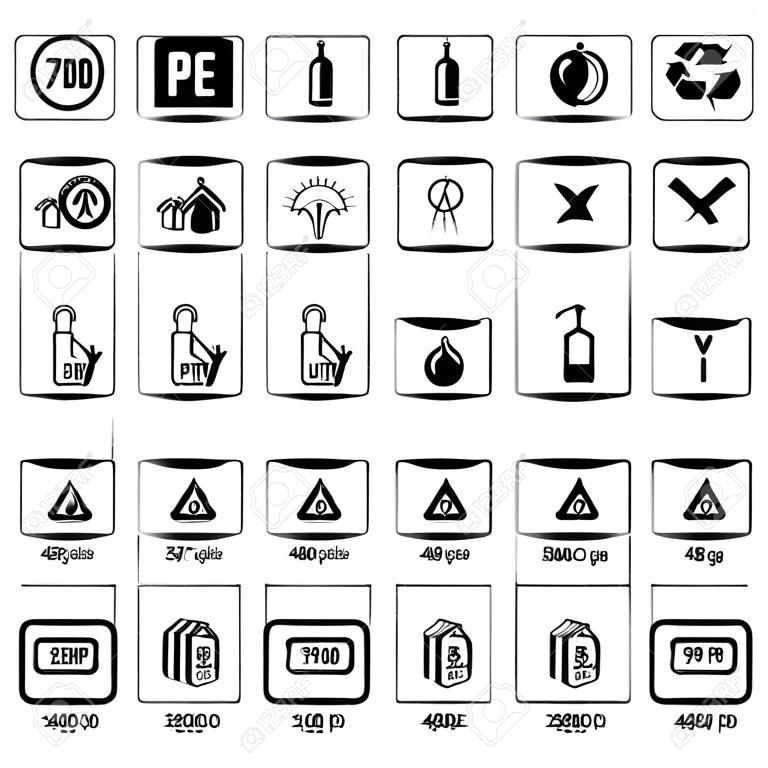 Packaging symbols set. Icons on packaging. Vector