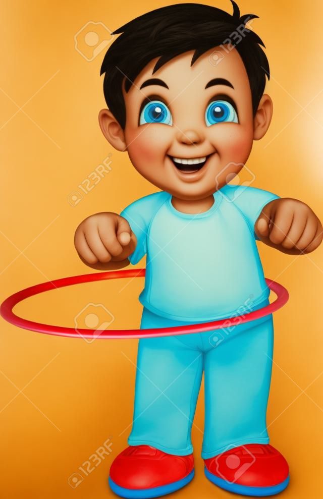 Garçon jouant avec Hula Hoop