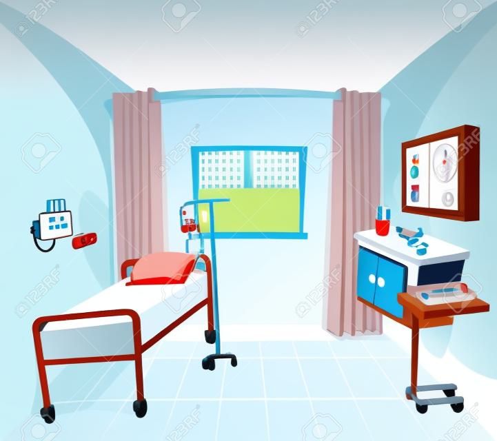 Esta ilustração e cenário de fundo de um quarto de hospital