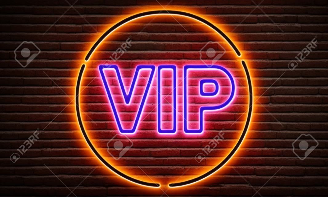 VIP longue neon sign on brick wall background