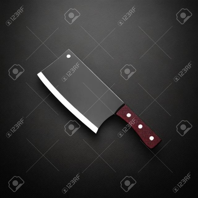 Illustrazione piana dell'icona del coltello della mannaia di carne