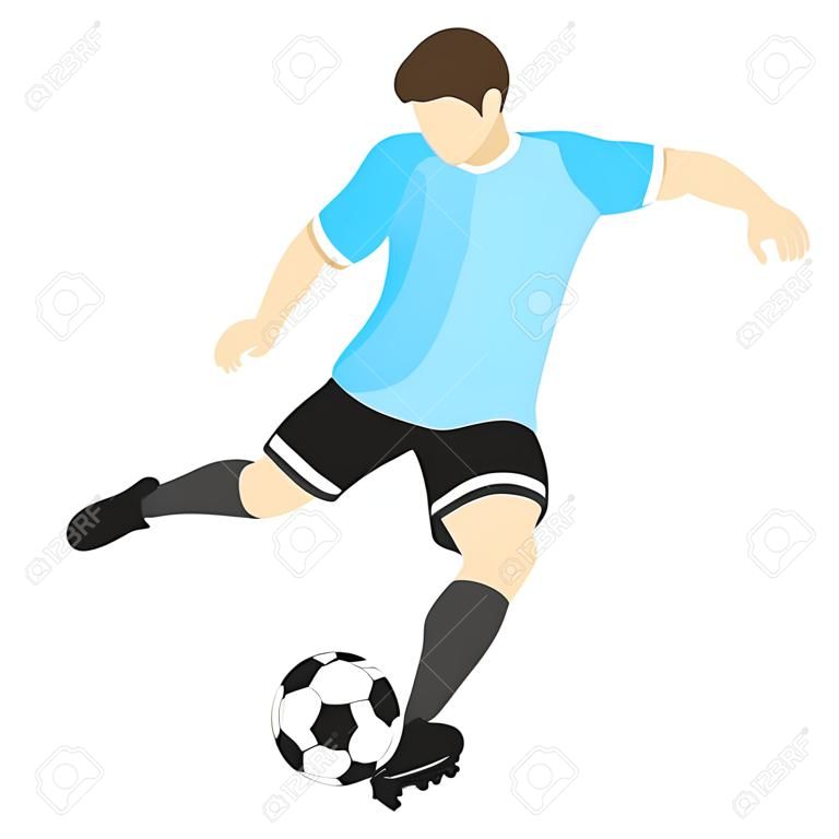 geïsoleerde blauwe jurk voetballer schieten vector illustratie