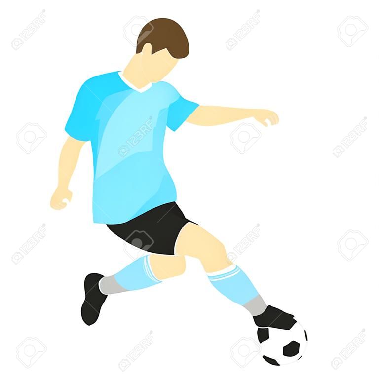 geïsoleerde blauwe jurk voetballer schieten vector illustratie