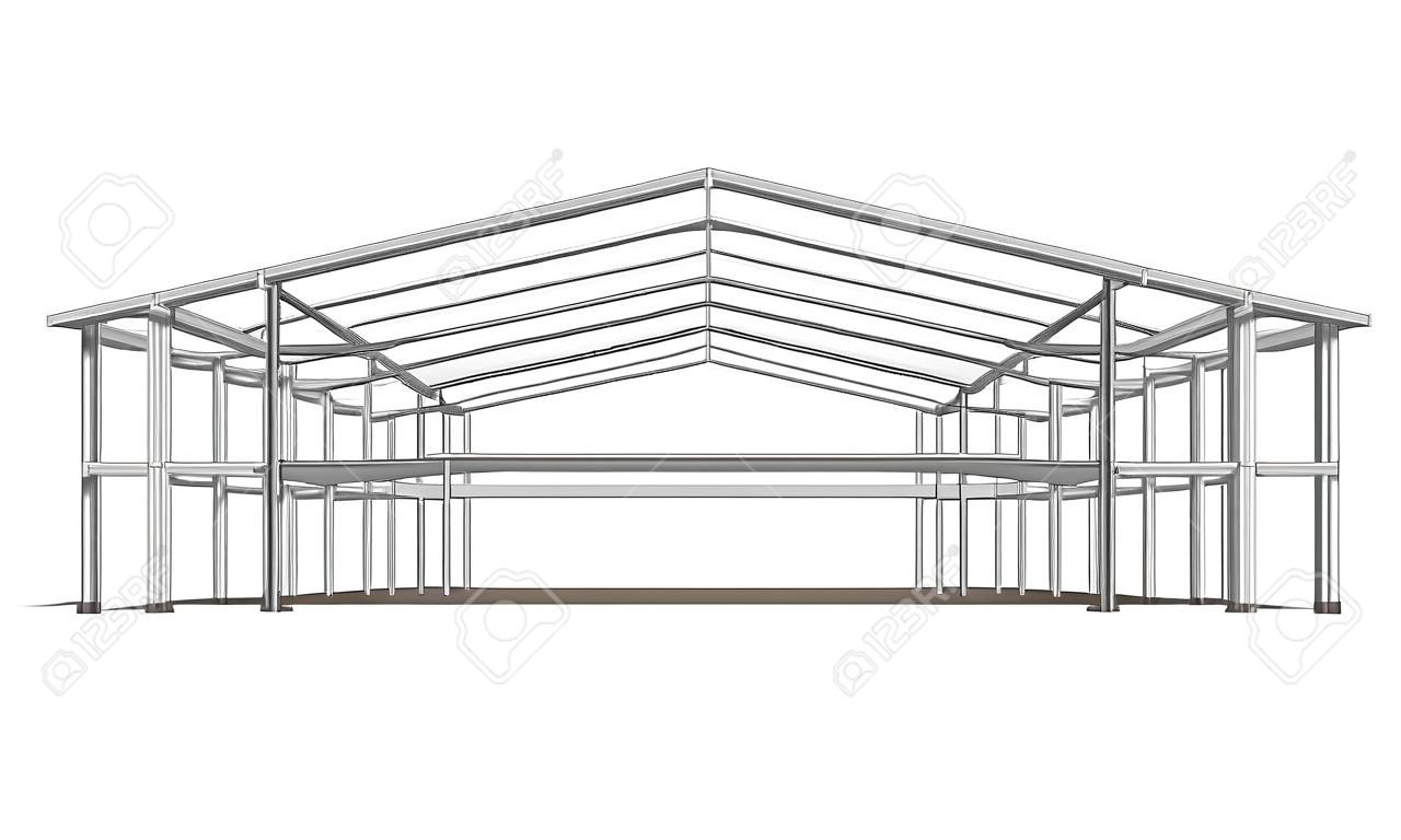schema di progetto di costruzione ampio telaio in acciaio isolato su bianco