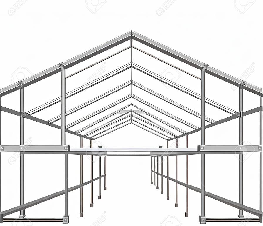 steel frame building project scheme isolated on white vector illustration