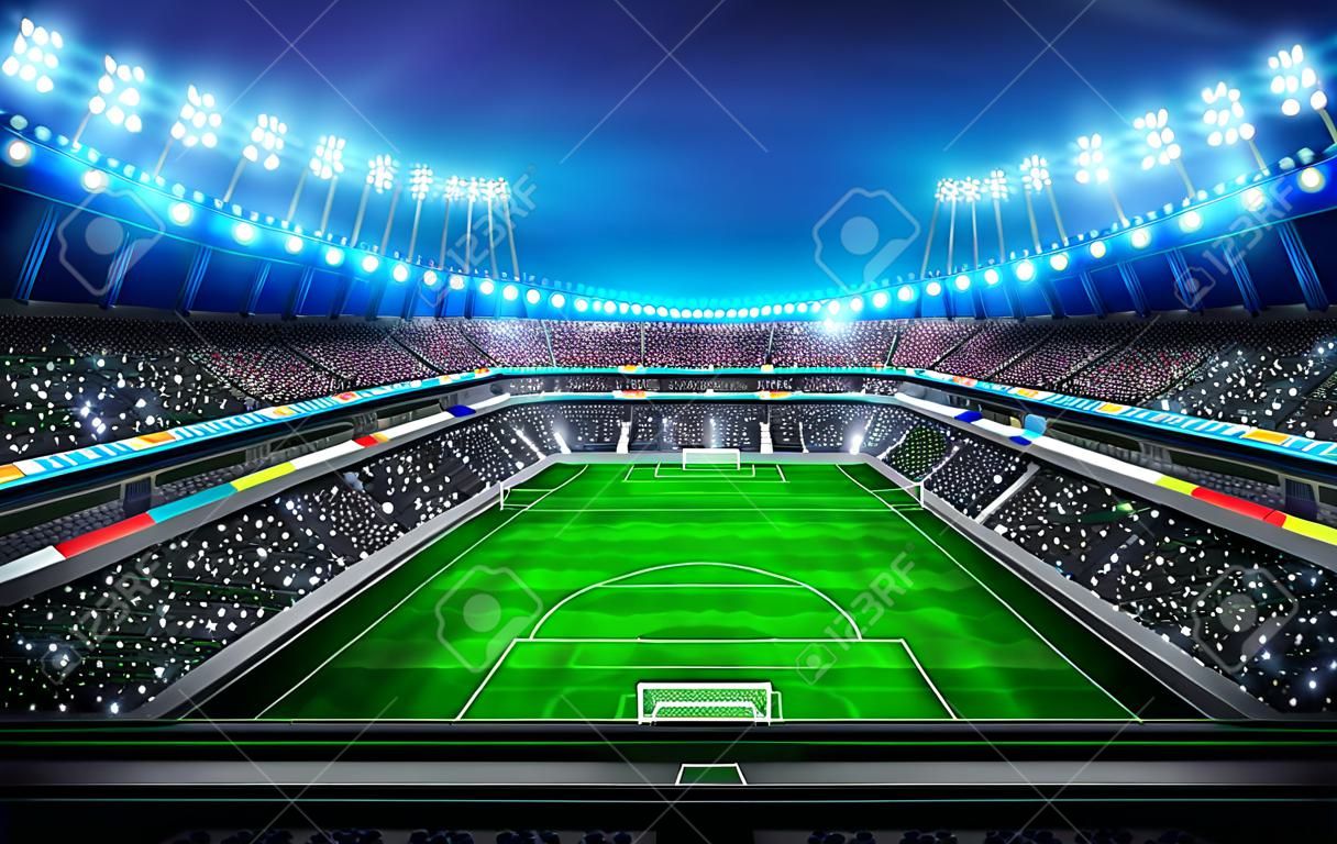 看台上球迷看台上的足球场运动背景数字插画我自己的设计