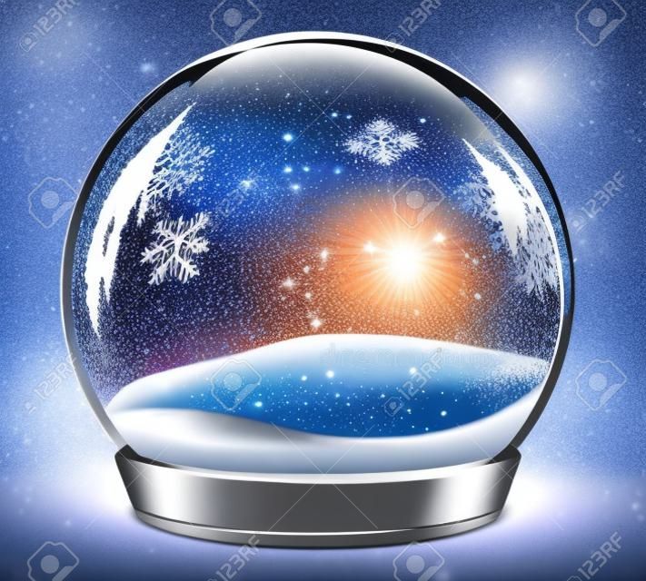 palla di vetro inverno stagionale decorazione natalizia 3d illustrazione render