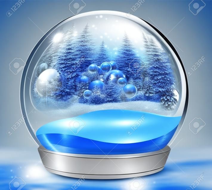 palla di vetro inverno stagionale decorazione natalizia 3d illustrazione render