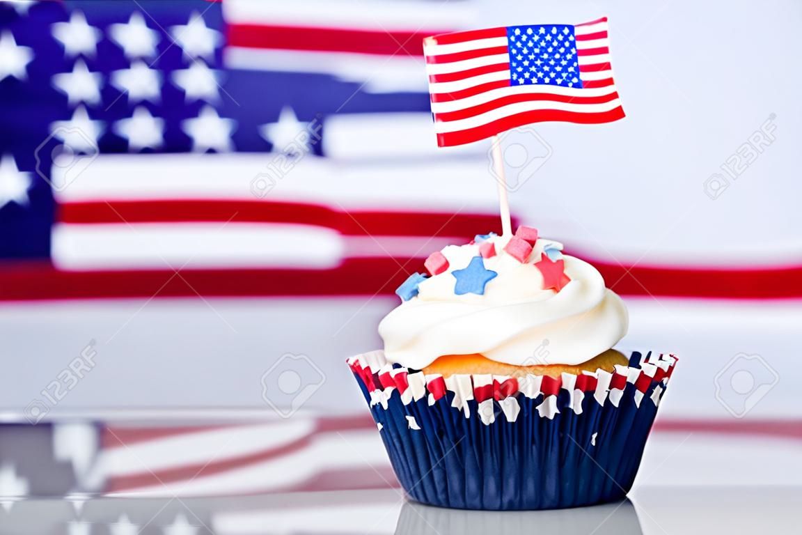 Cupcake patriótico con la bandera americana