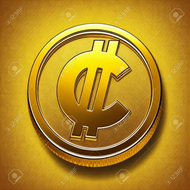 Costa Ricaanse en Salvadoraanse colon valuta symbool op gouden munt, geld teken vector illustratie geïsoleerd op witte achtergrond