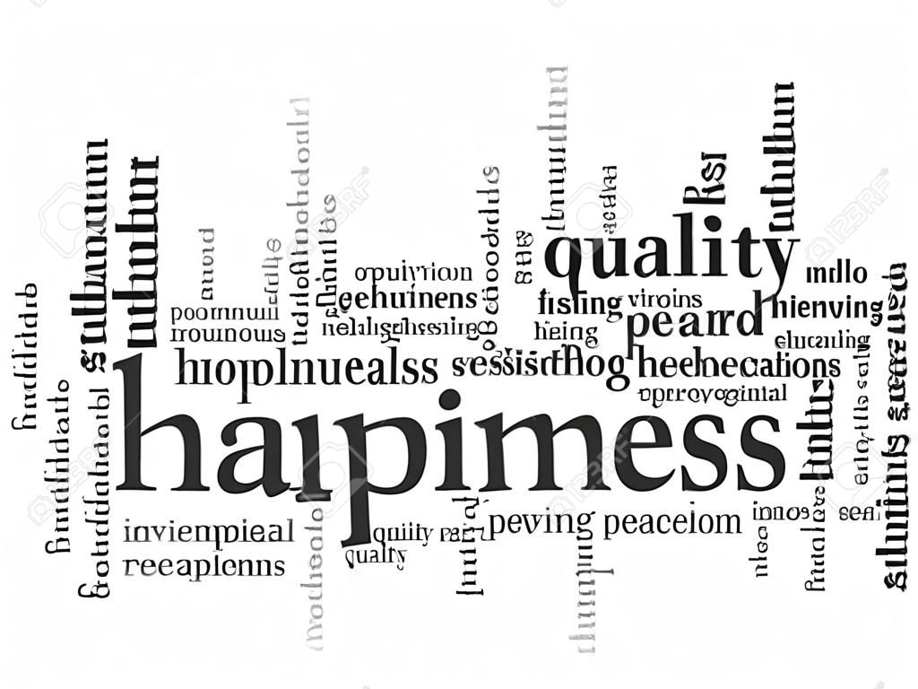 Colagem de vários sinônimos de felicidade