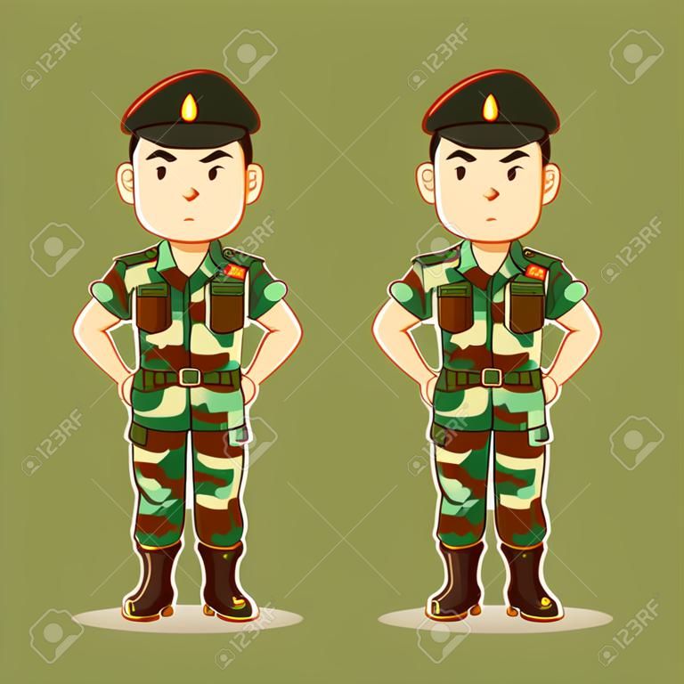 Personnage de dessin animé de soldat thaïlandais.