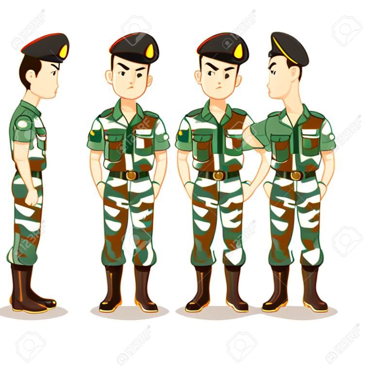 Personaje de dibujos animados del soldado tailandés.