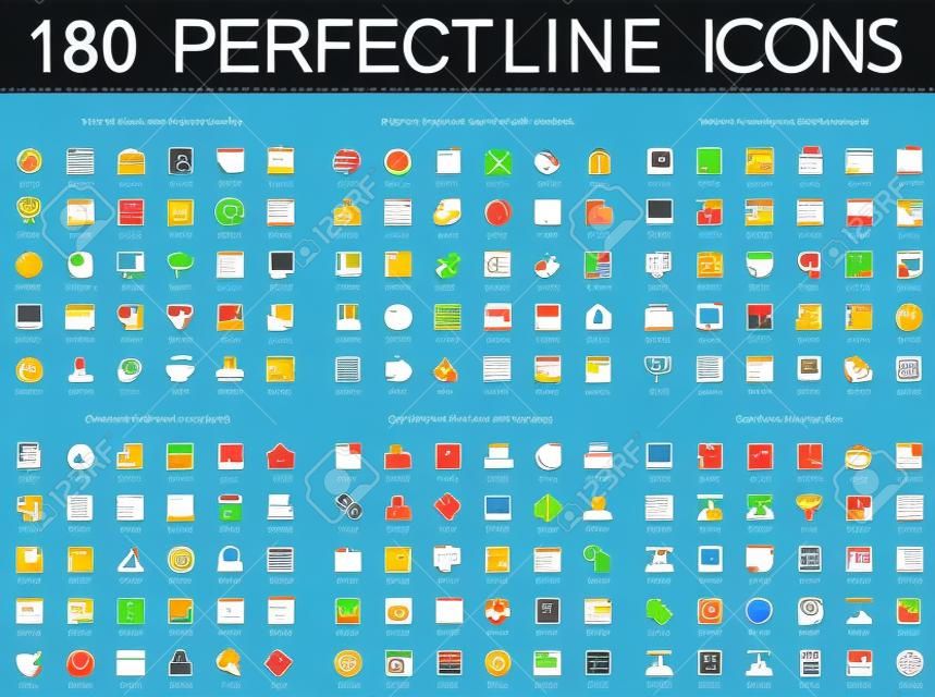 180 moderne dünne Linie Icons Set von Cyber-Sicherheit, Netzwerk-Technologie, Web-Entwicklung, digitales Marketing und vieles mehr.