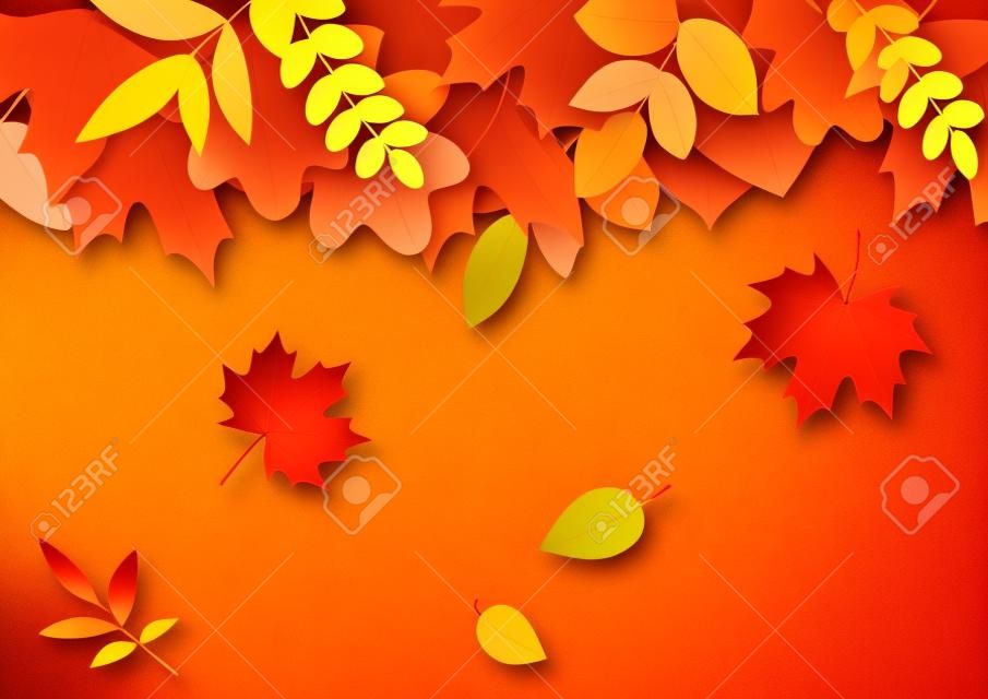 Vector Illustration of an Autumn Design template with Autumnal color leaves