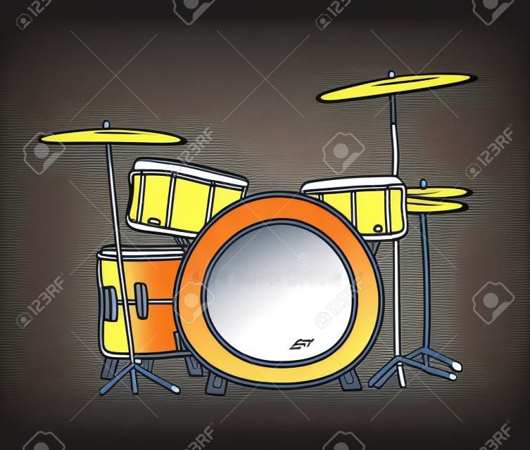 Drum Kit, a hand drawn vector illustration of a drum set.