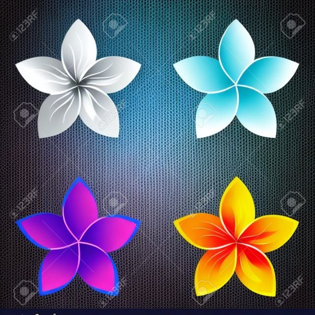 four frangipani silhouettes for design vector