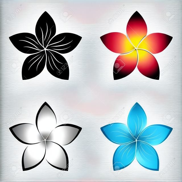 four frangipani silhouettes for design vector