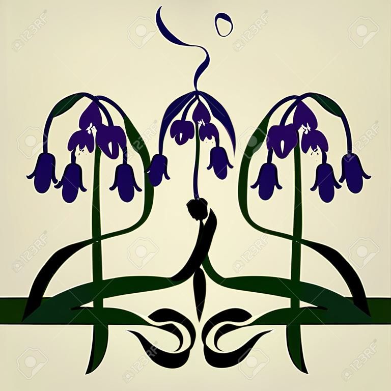 Astratto viola campana fiori sfondo.