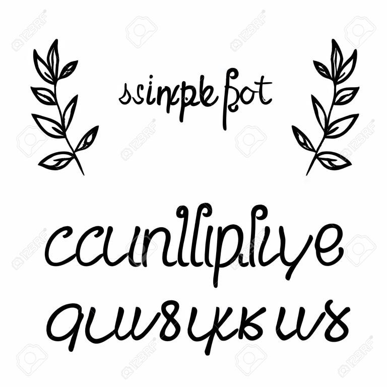 Simple handwritten pointed pen calligraphy cursive font. Calligraphy alphabet. Cute calligraphy letters. Isolated letters. Typography, decorative graphic design.