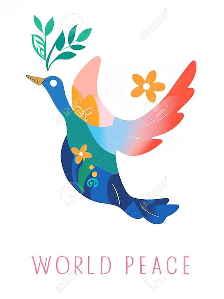 manifesto della pace nel mondo. Colomba della pace, fiori