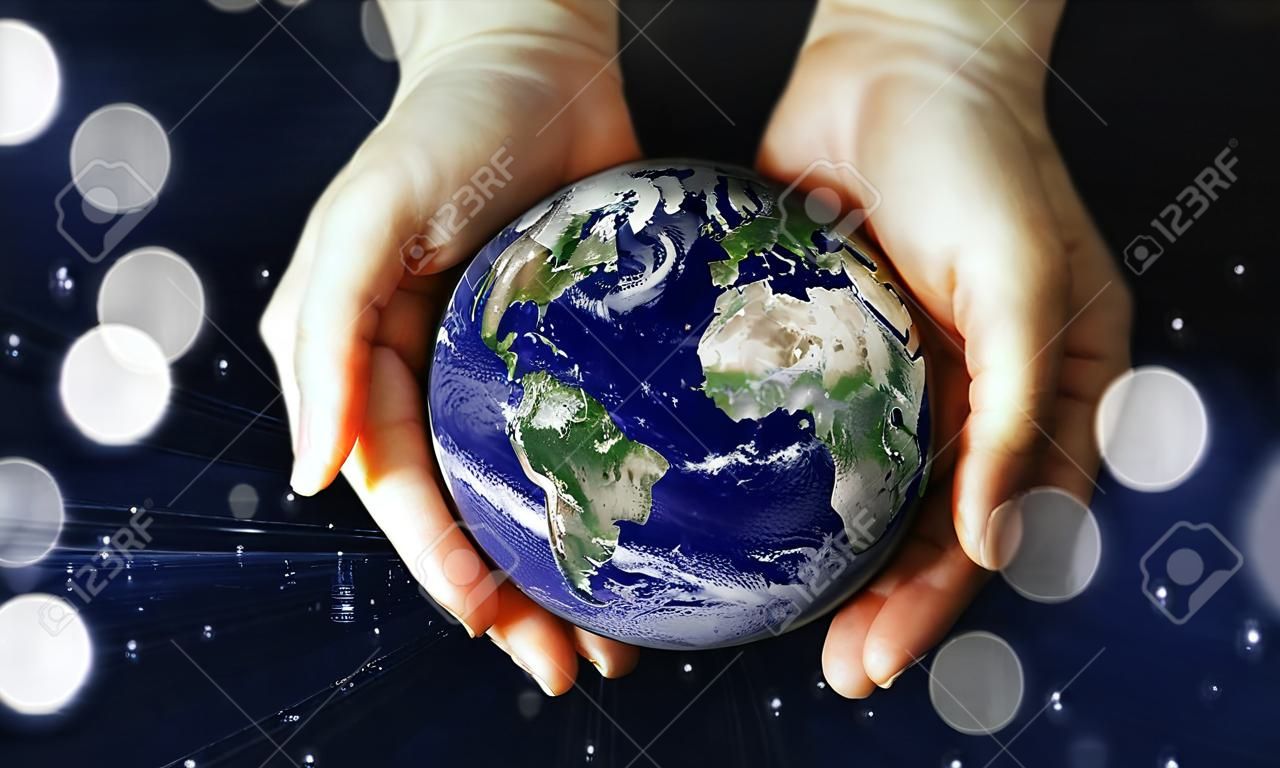 the globe in hands
