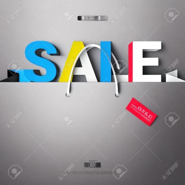 Sale banner with shopping bag. Template Design