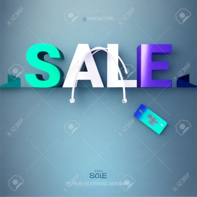 Sale banner with shopping bag. Template Design