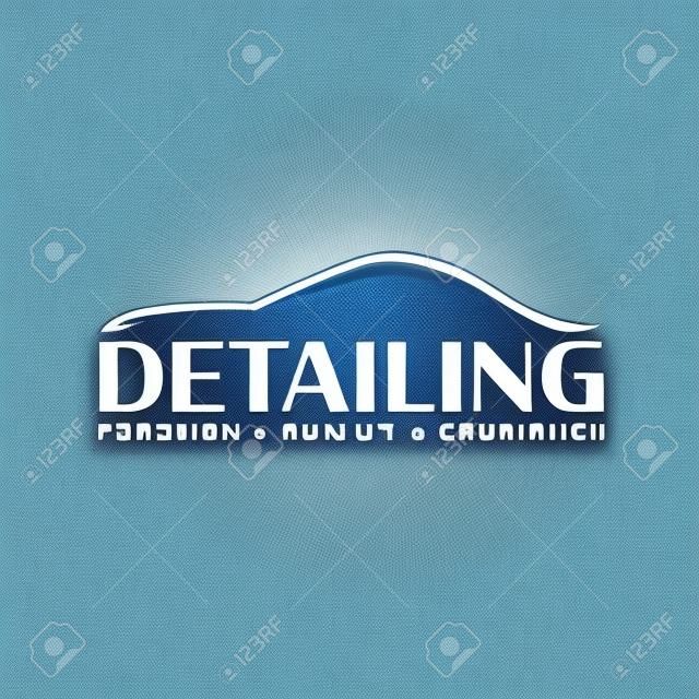 Auto detailing. logo myjni samochodowej. czyszczenie samochodu, mycie i serwis. wektor logo z auto.